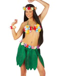 Grønt Hawaii-Kjol med Blad och Blommor