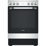 Hotpoint 60cm Electric Cooker With Ceramic Hob - Silver HS67V5KHX