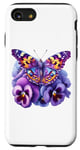 Coque pour iPhone SE (2020) / 7 / 8 Papillon Violet Pensée florale Démence Sensibilisation à la maladie d'Alzheimer
