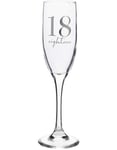 18 ÅR - Champagneglass med Sølvfarget Tekst i Gaveeske 22 cm