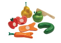 Knasiga frukter och grönsaker - leksaksmat av trä från Plantoys