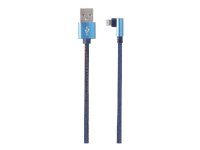 Cablexpert Premium denim - Lightning-kabel - USB hane till Lightning hane vinklad - 1 m - blå