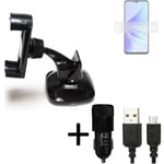 For Oppo A57s car holder + CHARGER windshiled bracket 