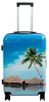 Resväska - Hardcase resväska - Storlek Medium - Resväska med motiv - Strand och palmer - Exklusiv lättvikt resväska