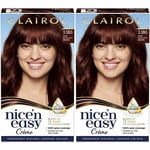 2x Nice n Easy Permanent Hair Dye Natural Dark Burgundy Brown 3.5bg Natural Look