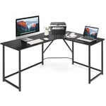 L-format skrivbord med runda hörn modernt datorbord 148 × 120 × 75 cm svart