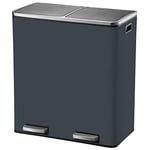 KITCHEN MOVE MAJOR Kitchen Waste Bin with Separable Pedal Large Capacity 60 L (2 x 30 L) Stainless Steel Matte Grey