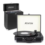 Briefcase Record Player Turntable with Built-in Speakers and Vinyl Case - Black