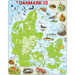 Pussel Danmark, Norden och världen , Danmark, stl. 28,5x36,5 cm, 1 st., 66 brickor