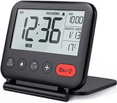NOKLEAD Digital Travel Alarm Clock – Mini Portable LCD Display Clock with Bac