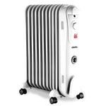 Schallen Oil Filled Radiator 2500W 11 Fin Heater + Thermostat with Timer - WHITE