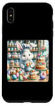 Coque pour iPhone XS Max Chef lapin de Pâques dans une pâtisserie festive. Friandises festives
