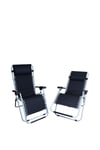 Pair of Multi Position Garden Gravity Relaxer Chair / Sun Lounger - BLACK/SILVER