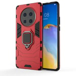 XIFAN Case for Huawei Mate 40 Pro Plus, [Heavy Duty] Tactical Metal Ring Grip Kickstand Shockproof Bumper, Works With Magnetic Car Mount Cover, Red