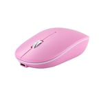 Pink Rechargeable Bluetooth Mouse Bluetooth 5.0 + USB 2.4G Wireless Dual Mode Computer Mice Silent Click Compatible for Windows/iPad/iPhone/Mac OS/Android