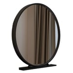 Black Table Top Cosmetic Mirror, Metal Framed Round Makeup Vanity Mirror Freestanding for Bedroom Dressing Room | 50 * 50cm