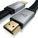 CSL - Câble HDMI 2.1 8k 1m - Câble plat - 2k 4k 8K - UHD II - 3D TV - eARC - HDR10+ - 8K@60Hz avec DSC - HDTV 7680 x 4320 - Nylon Brading - Compatible avec Blu Ray PS5 PS4 Xbox Series S X